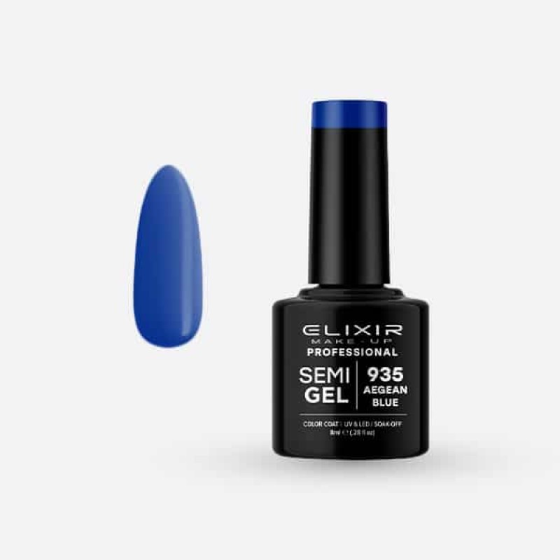 Elixir Semi Gel Ημιμόνιμο Βερνίκι 8ml – #935 (Aegean Blue)