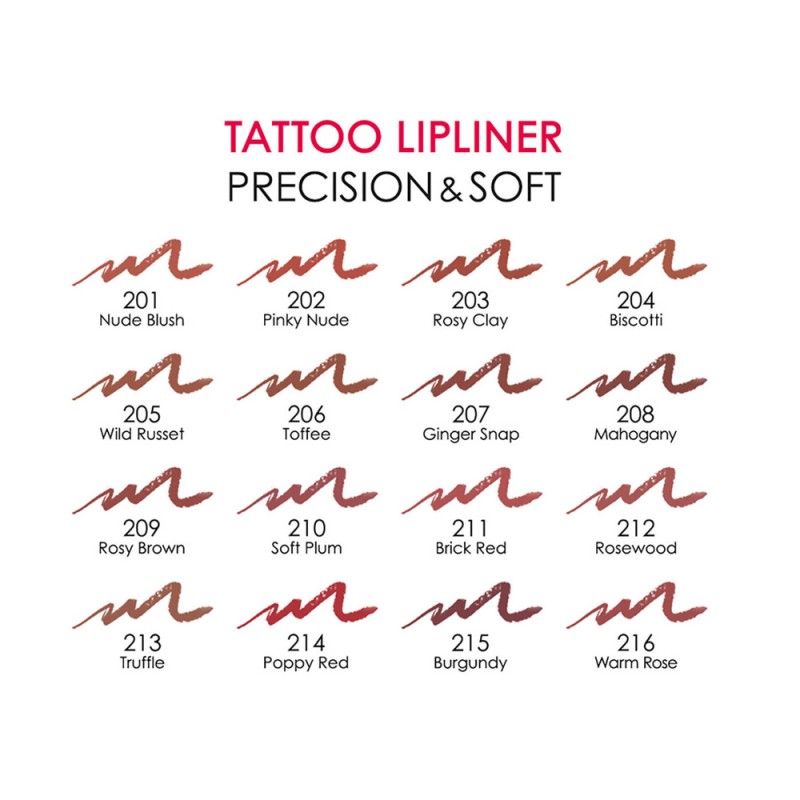 Golden Rose Tattoo Lipliner Precision & Soft - Ανεξίτηλο Μολύβι Χειλιών – #205 WILD RUSSET