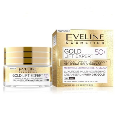 Eveline Gold Lift Expert Luxurious Multi-Nourishing Cream Serum Day And Night 50+ (50ml)