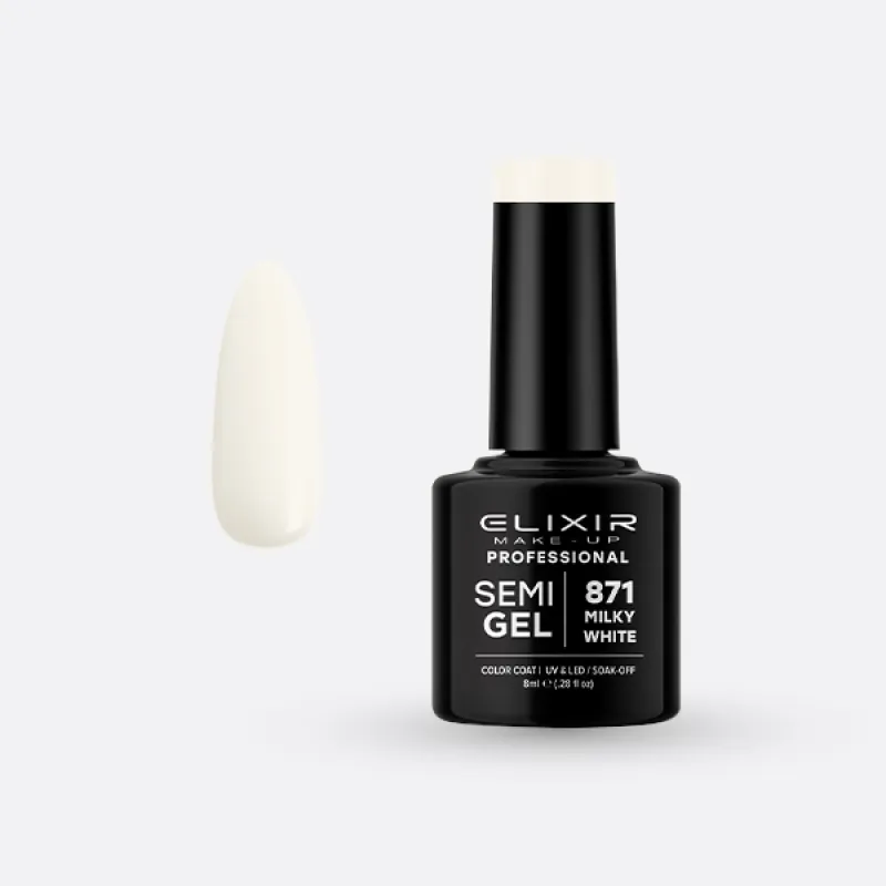 Elixir Semi Gel Ημιμόνιμο Βερνίκι 8ml – #871 (MILKY WHITE) Elixir Semi Gel Ημιμόνιμο Βερνίκι 8ml – #871 (MILKY WHITE)