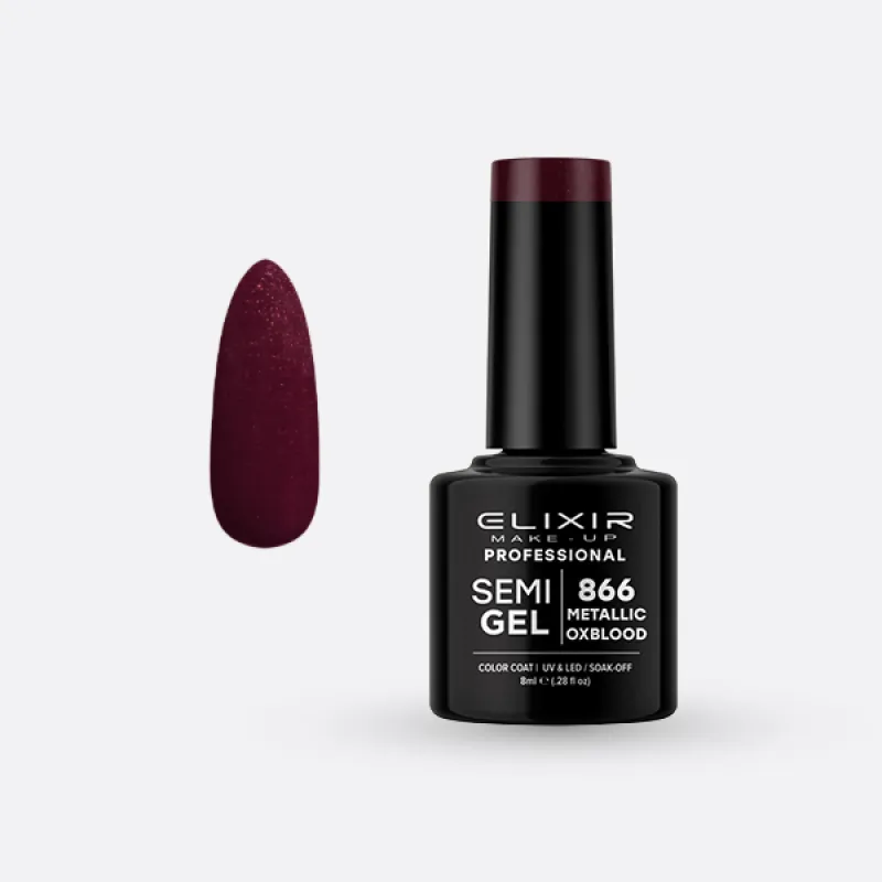 Elixir Semi Gel Ημιμόνιμο Βερνίκι 8ml – #866 (METALLIC OXBLOOD) Elixir Semi Gel Ημιμόνιμο Βερνίκι 8ml – #866 (METALLIC OXBLOOD)