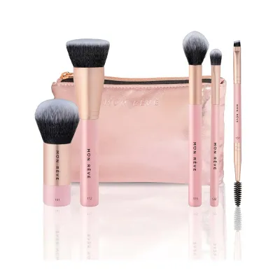 Mon Reve Essential 5 Brush Set Face & Eyes - Σετ 5 Βασικών Πινέλων Μακιγιάζ με Νεσεσέρ