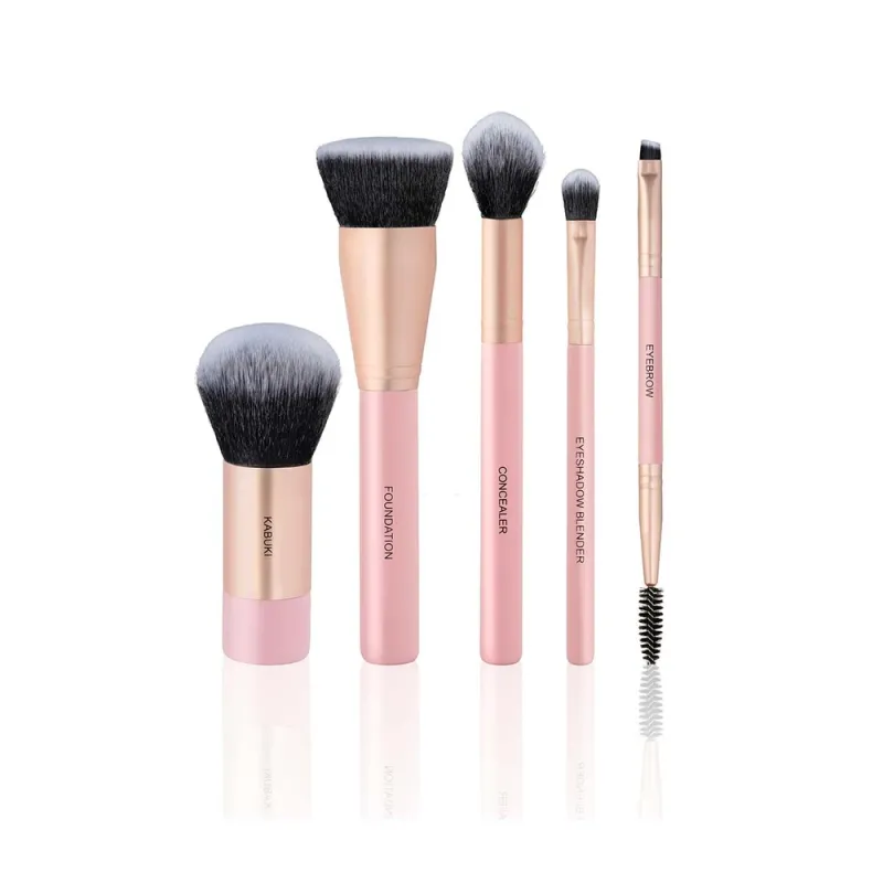 Mon Reve Essential 5 Brush Set Face & Eyes - Σετ 5 Βασικών Πινέλων Μακιγιάζ με Νεσεσέρ