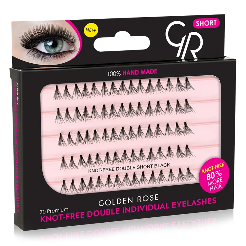 Golden Rose Knot Free Double Individual Eyelashes - Short Golden Rose Knot Free Double Individual Eyelashes - Short