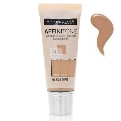 Maybelline Affinitone Foundation 30ml - Ενυδατικό Foundation για Τέλεια Κάλυψη #24 Golden Beige