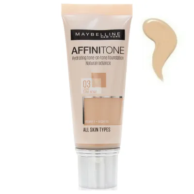 Maybelline Affinitone Foundation 30ml - Ενυδατικό Foundation για Τέλεια Κάλυψη #03 Light Sand Beige