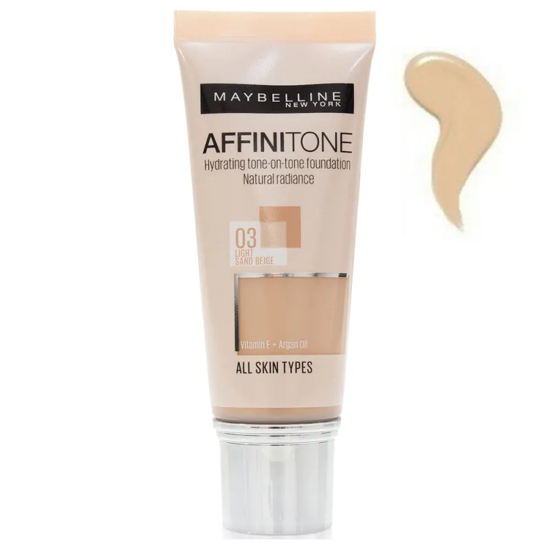 Maybelline Affinitone Foundation 30ml - Ενυδατικό Foundation για Τέλεια Κάλυψη #03 Light Sand Beige