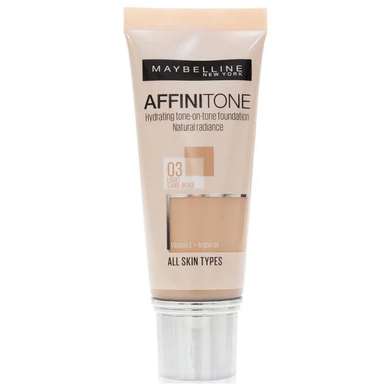 Maybelline Affinitone Foundation 30ml - Ενυδατικό Foundation για Τέλεια Κάλυψη #03 Light Sand Beige