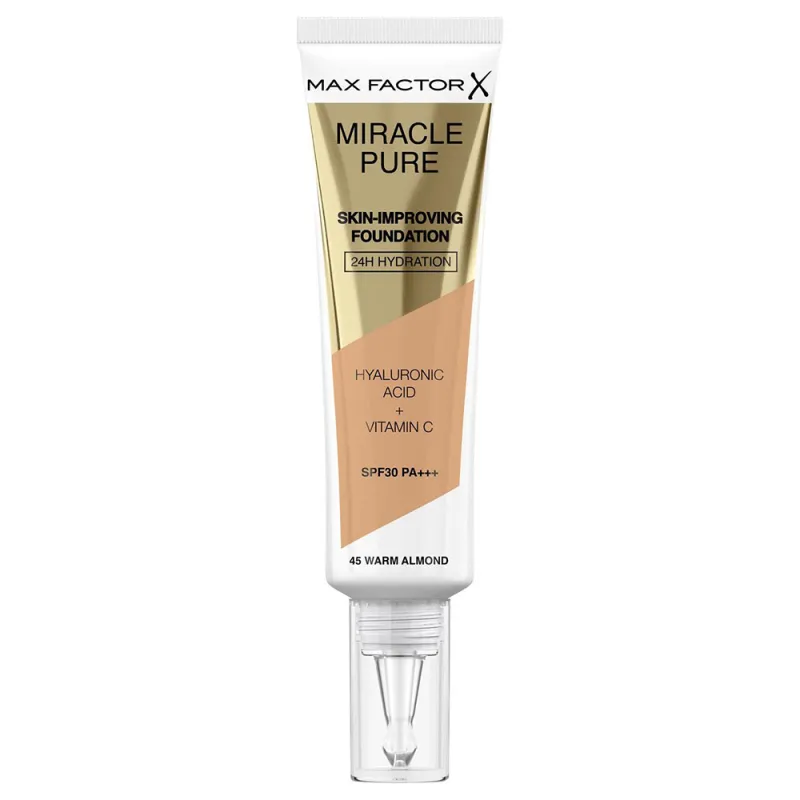 Max Factor Miracle Miracle Pure SPF30 Skin Improving Foundation 30ml - 045 Warm Almond Max Factor Miracle Miracle Pure SPF30 Skin Improving Foundation 30ml - 045 Warm Almond