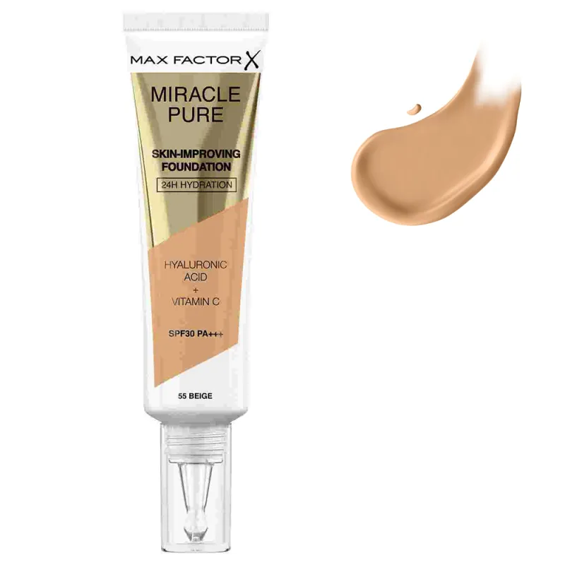 Max Factor Miracle Miracle Pure SPF30 Skin Improving Foundation 30ml - 055 Beige Max Factor Miracle Miracle Pure SPF30 Skin Improving Foundation 30ml - 055 Beige