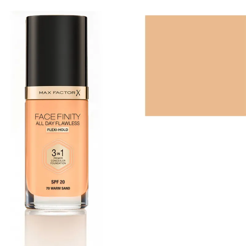 Max Factor Facefinity 3 in 1 Foundation SPF20 30ml (70 Warm Sand) Max Factor Facefinity 3 in 1 Foundation SPF20 30ml (70 Warm Sand)