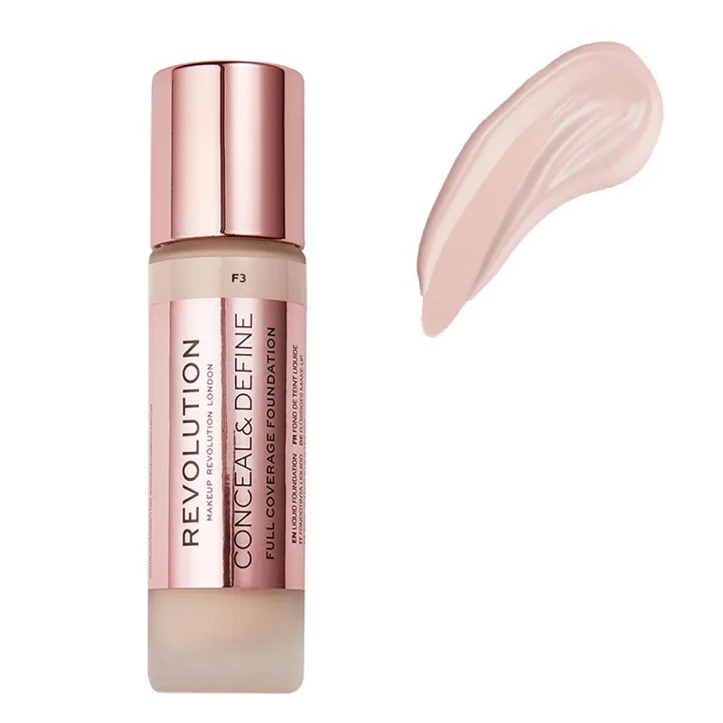 Makeup Revolution Conceal & Define Full Coverage Foundation 23ml #F3 Makeup Revolution Conceal & Define Full Coverage Foundation 23ml #F3