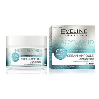 Eveline Niacinamide Therapy 6% Cream-Ampoule 50ml - Κρέμα-Αμπούλα Προσώπου με Νιασιναμίδη κατά των Ατελειών (Για Επιδερμίδες με Τάση Ακμής/Ατέλειες)