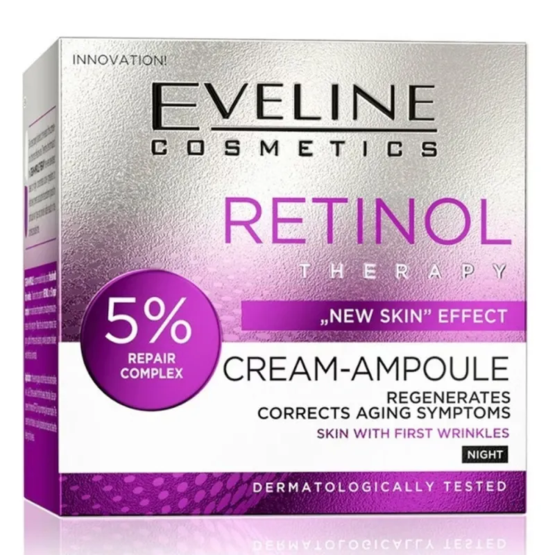 Eveline Retinol Therapy 5% Cream-Ampoule 50ml - Αναπλαστική Κρέμα-Αμπούλα Νυκτός για Επιδερμίδες με τις Πρώτες Ρυτίδες