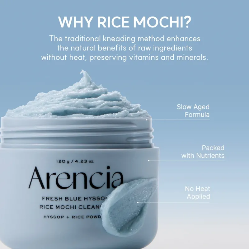 Arencia Blue Hyssop Rice Mochi Cleanser 120g – Καθαριστικό Προσώπου με Ρύζι για Λιπαρή, Ακνεϊκή & Συμφορημένη Επιδερμίδα