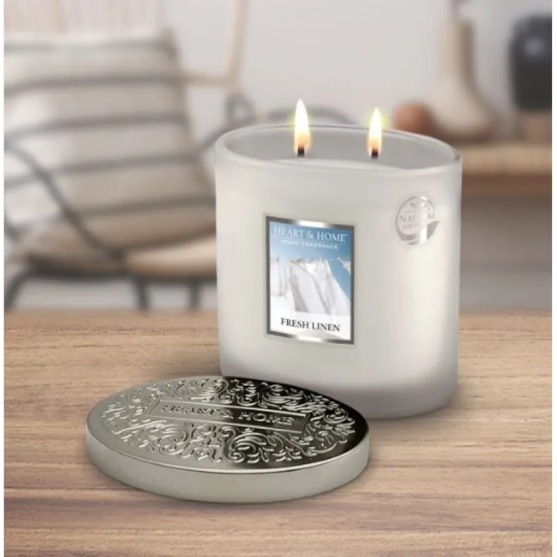 Heart and Home Αρωματικό Κερί με Διπλό Φυτίλι 40h 230gr #Δροσερό Λινό Heart and Home Αρωματικό Κερί με Διπλό Φυτίλι 40h 230gr #Δροσερό Λινό